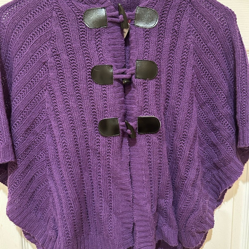 Dollhouse Purple Shrug with Textured Knit and Open Front
